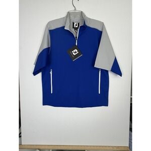 Mens FootJoy Short Sleeve Windshirt‎ 1/4 Zip Golf Pullover, Small Royal Blue